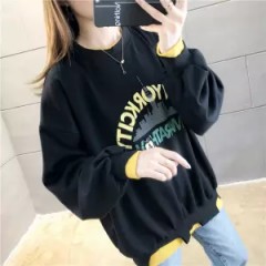 2019新網紅假兩件衛(wèi)衣女秋款大碼女裝秋裝寬松外套ins潮
