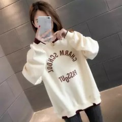 2019新網紅假兩件衛(wèi)衣女秋款大碼女裝秋裝寬松外套ins潮