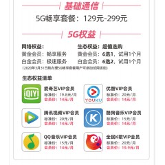中國電信 129元套餐  【下訂單，中國郵政快遞包郵到家?！? width=