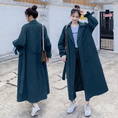 秋裝新款韓版卡其色風衣女中長款過膝百搭寬松休閑外套女春秋